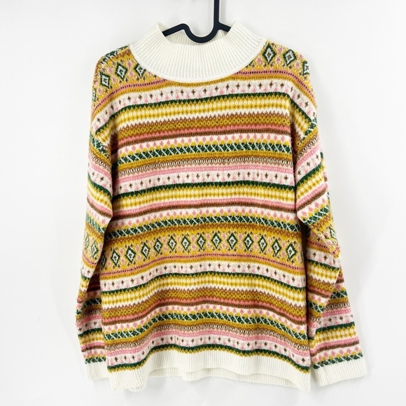 ✅ Talbots Fair Isle Scandinavian Inspired Turtleneck Knit Sweater SIZE MEDIUM - Picture 2 of 7
